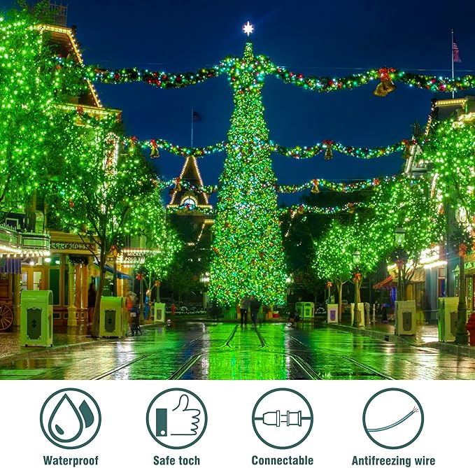 Hopolon St. Patrick's Day Mini String Lights, 2PACK 50Count 13Feet Incandescent Bulb Waterproof Green Fairy Lights Plug in for Indoor Outdoor Halloween Party Patio Christmas Decor,Green