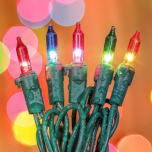50-Count Multicolor Christmas Lights with Green Wire,Mini String Lights for Holiday Decorations, Christmas Tree Lights, Holiday Party, Wedding, Xmas, Home, Indoor & Outdoor Use (13ft Long)