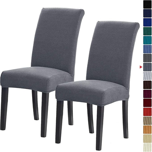 Howhic Stretch Chair Covers for Dining Room Set of 2, Removable Washable Dining Room Chair Covers, Dining Chair Slipcovers Seat Protector, Great Home Decor and Banquet Upholstery (Gray, 2 Pack)
