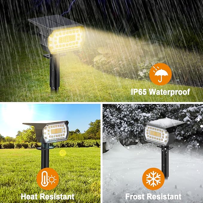 LANSOW Solar Spot Lights Outdoor, [4 Pack/57 LED] 2-in-1 Solar Landscape Spotlights, 3 Modes IP65 Waterproof Dusk to Dawn Solar Powered Flood Wall Lights for Outside Yard Garden Pathway(Warm White)