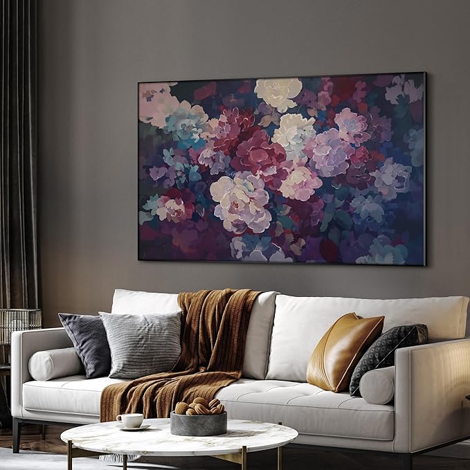 SIGNWIN 30"x60" Extra Large Framed Wall Art Bold Peony Bloom in Colorful Impressionist Style, Lush Floral for Home Living Room Bedroom Decor (Frame Assembly Required)