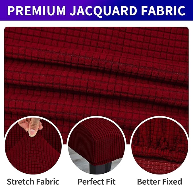 Howhic Stretch Chair Covers for Dining Room Set of 4, Removable Washable Dining Room Chair Covers, Dining Chair Slipcovers Seat Protector, Great Home Decor and Banquet Upholstery (Red Dahlia, 4 Pack)