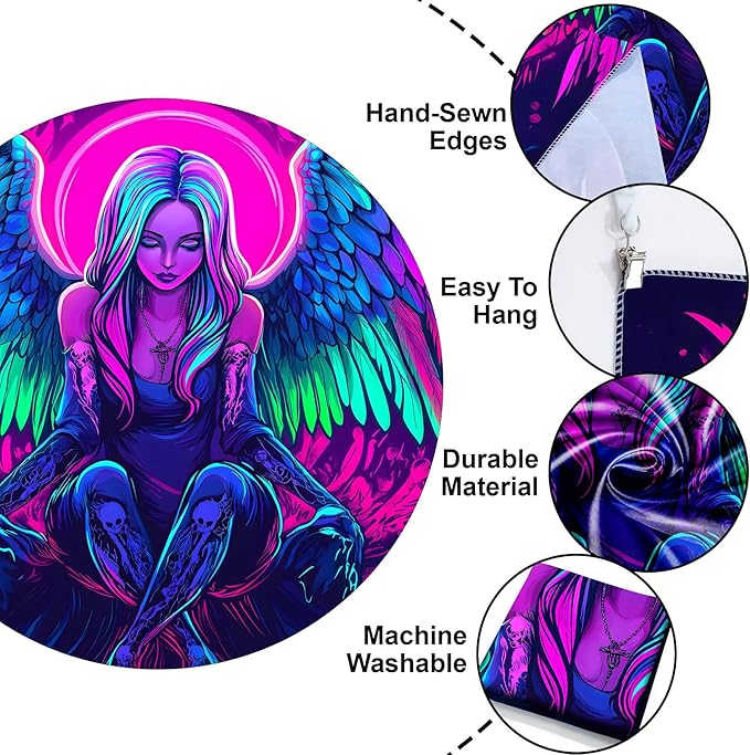Blacklight Tapestry,WingTapestry Glow In The Dark,UV Reactive Black Light Upright Posters Wall Hanging for Bedroom Dorm Living Room Backdrop Decor (wing4, 90L" x 70W")