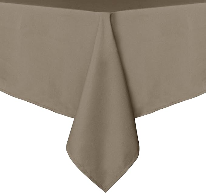 sancua Rectangle Tablecloth - 60 x 84 Inch - Stain and Wrinkle Resistant Washable Polyester Table Cloth, Decorative Fabric Table Cover for Dining Tables, Buffet Parties and Camping, Taupe