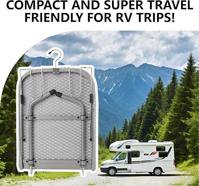 Metal Tabletop Ironing Board with Iron Rest, Portable Ironing Board Small with Heat Resistant Cotton Cover, Mini Iron Board for Small Space and Travel, 32 x 12 Inch (Black)