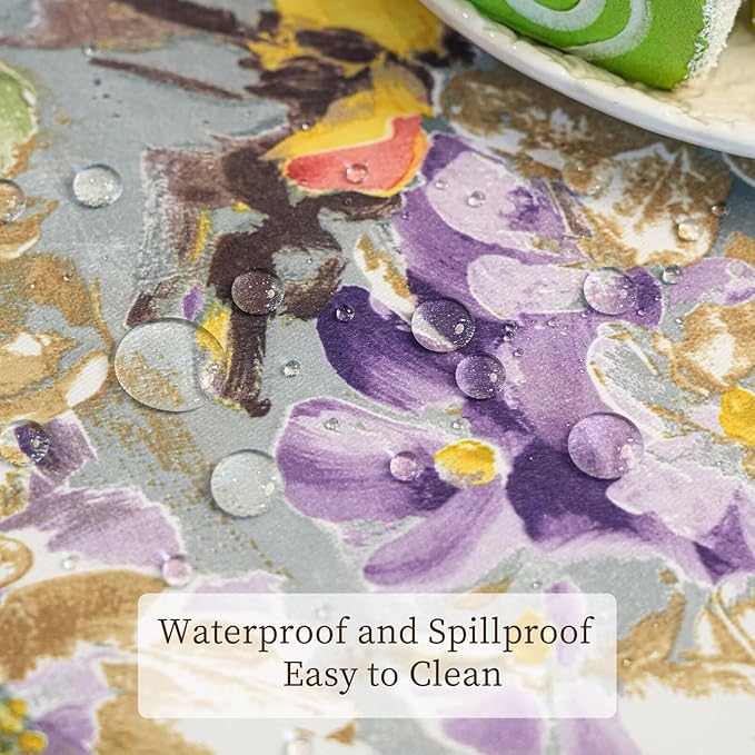 Outdoor Tablecloth 108x60 Inch, Block Print Waterproof Spillproof Table Cloth, Rectangle Outdoor Table Cover for Dining Picnic Easter Farmhouse Spring Summer- Green