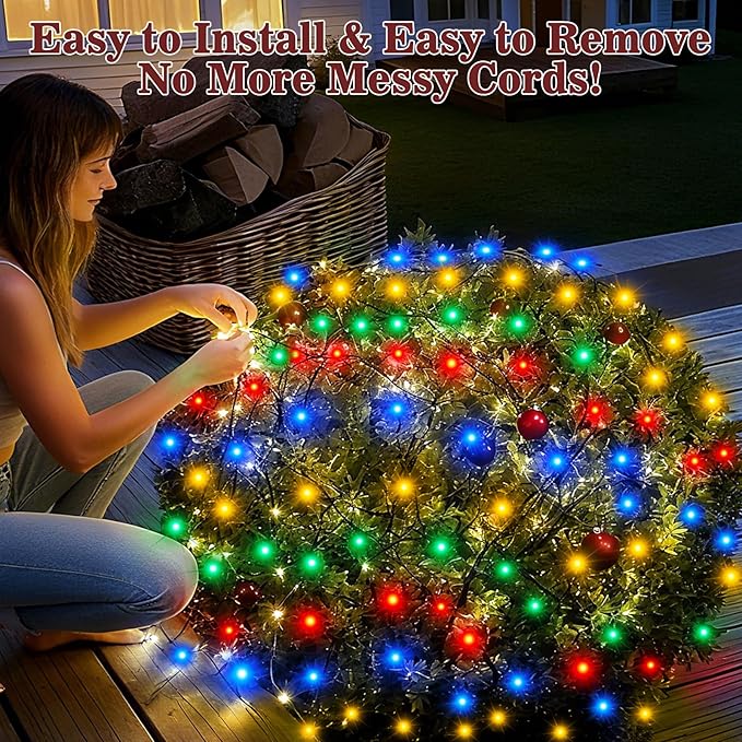 Christmas Net Lights 360 LED Outdoor 12FTx5FT Christmas Mesh Lights Connectable IP67 Waterproof Colorful Decorations Fairy String Light 8 Modes for Indoor Xmas Tree Bush Garden Decor Party-Multicolor