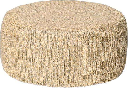 Outdoor Inflatable Ottoman with Air Pump, Fade-Resistant Patio Footrest Stool D21”x H9”, Round Pouf Ottoman with Portable Handle Suitable for Garden, Camping, Bedroom, Living Room