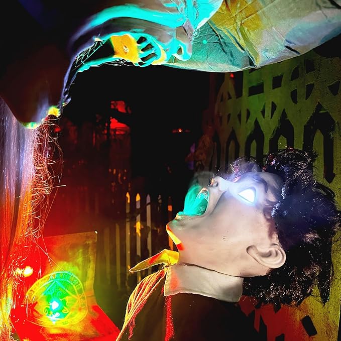 Haunted Hill Farm 7-Ft Animatronic Soul Harvester by Tekky, Halloween Animatronic, Spooky Prop & Party Decoration, Indoor & Covered Outdoor Creepy Witch Decor Motion-Activated Lights & Sound, LifeSize