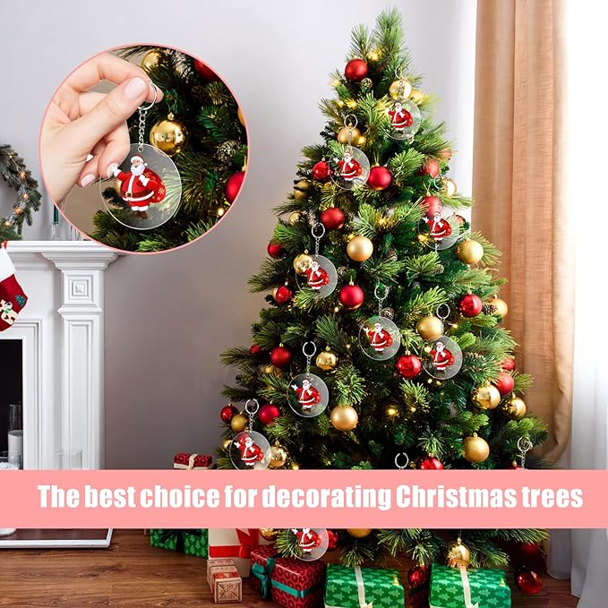 4 Inch Round Acrylic Blanks Ornament 20 Pcs Clear Acrylic Disc Circle with Holes Clear Christmas Ornaments Blanks for DIY Decor Crafting Making and Painting