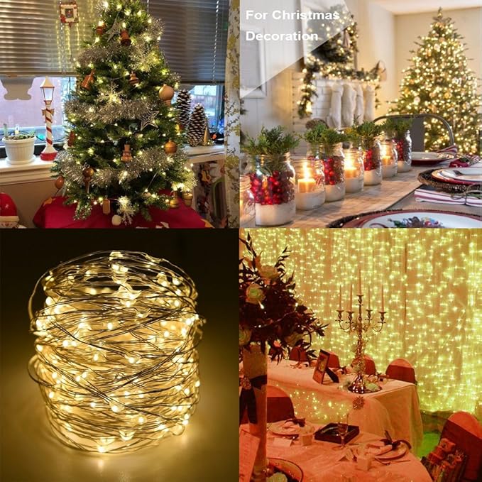 4 Pack Battery Operated Fairy String Lights, 8 Modes 5M Silver Wire with Remote & Timer - 50 LEDs Waterproof for Bedroom, Wedding, Christmas, Party Decorations