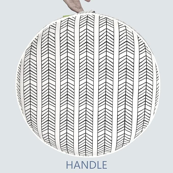 LVTXIII Outdoor/Indoor Inflatable Ottoman, Patio Footrest Stool, Portable Round Ottoman for Patio Garden, Camping or Home, Herringbone Black White