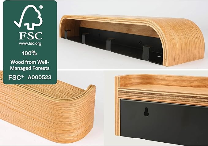 OLEEK Wall Coat Rack - Wall Shelf with Hooks - entryway Hooks - entryway Shelf - Modern Coat Rack - Wooden Coat Rack Wall Mount for Home Decor - Wooden Mount for Home Decor - Coat Hanger Wall Mount