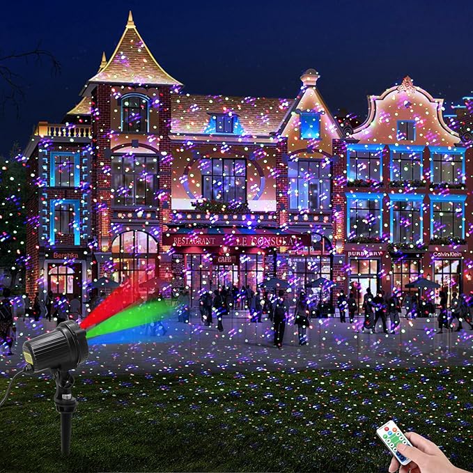Christmas Laser Lights, Outdoor Garden Laser Lights Projector with Moving RGB Waterproof for Christmas Holiday