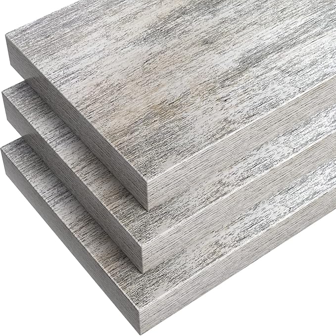 Sorbus Floating Shelves - 3 Pack 16 Inch Rustic Wall Shelves for Bedroom, Kitchen, Living Room, Bathroom Shelves, Home Decor, Office - Floating Shelf for Trophy, Books, Frames, Toilet Paper