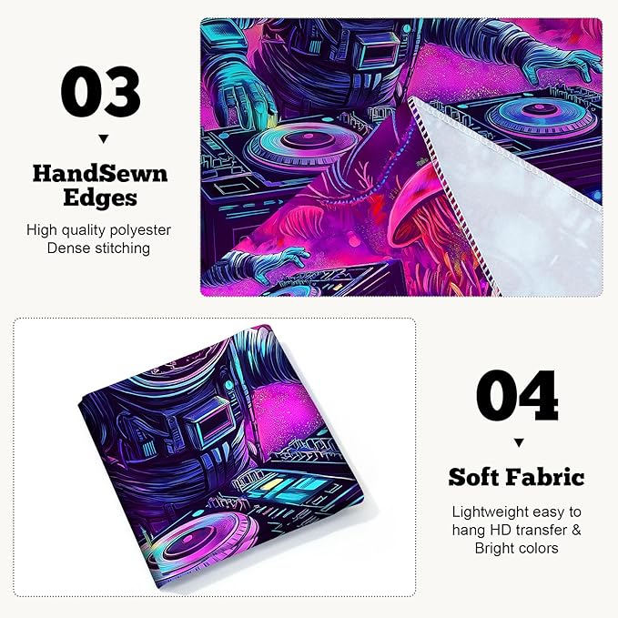 BVBOX Astronaut Space Blacklight Tapestry 79"x59", UV Reactive DJ Astronaut Jellyfish Universe Galaxy Planet Glow in Dark Music Tapestries, Black Light Neon Upright Poster Wall Hanging Backdrop Decor for Bedroom Living Room