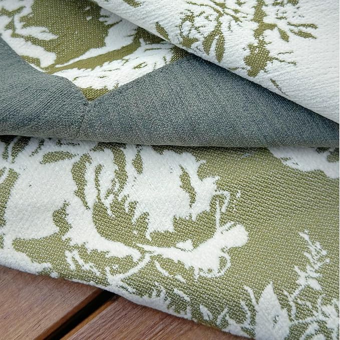 Jacquard Rectangle Tablecloth, Wrinkle Free Green Table Cloth, French Vintage Green Floral Tablecloths, Country Farmhouse Table Cover for Dining, Kitchen, Wedding - 60''x84''