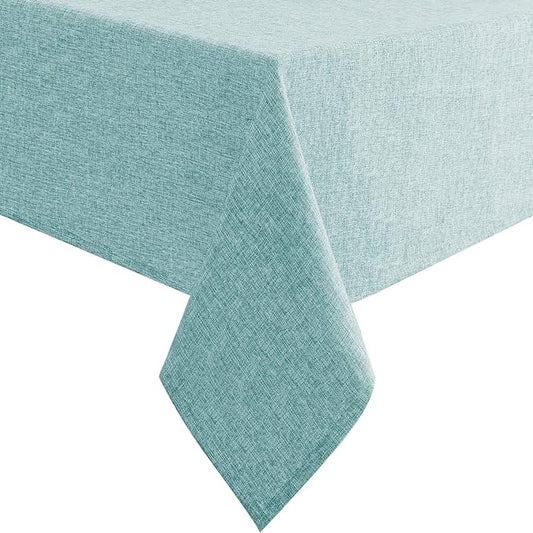 Hiasan Faux Linen Rectangle Tablecloth - Wrinkle and Stain Resistant Washable Table Cloth for Kitchen Dining Room Holiday Table Cover for Party Dinner, Aqua, 30 x 60 Inch