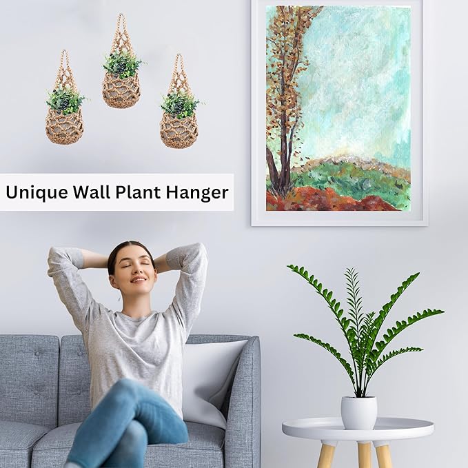 3PK Wall Planters for Indoor Plants, Macrame Plant Hanger | Wall Planter, Plant Hanger, Hanging Planter (3PK, for 4 inch Pot)