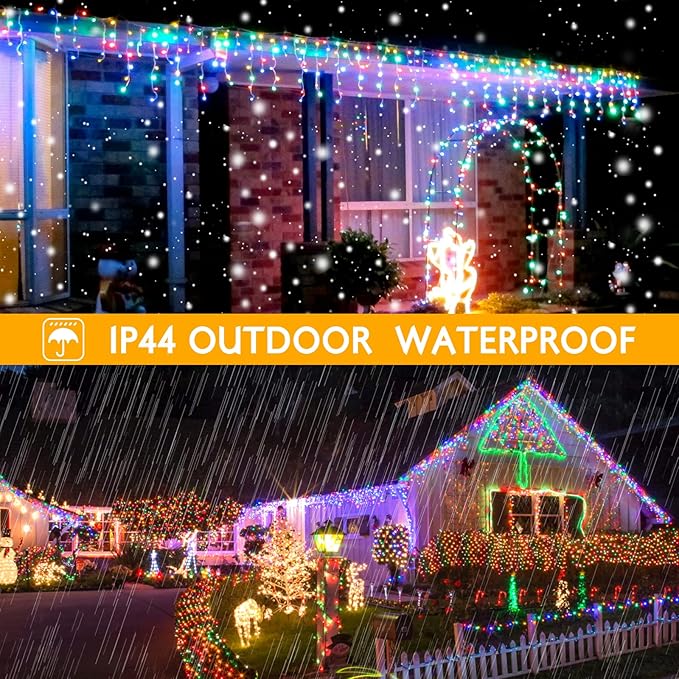AGIRL 400 LED Icicle Lights Outdoor 32.8Ft 75 Drops Icicle Christmas Halloween Lights 8 Modes Waterproof Fairy String Lights for Indoor Bedroom Garden Wedding Porch Decoration