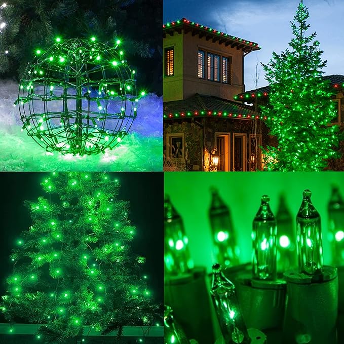 Dazzle Bright St. Patrick's Day Lights, 20FT 100 Count Incandescent Waterproof Mini String Lights Plug in, Connectable Christmas Decoration for Indoor Outdoor Home Party Garden Yard (Green)
