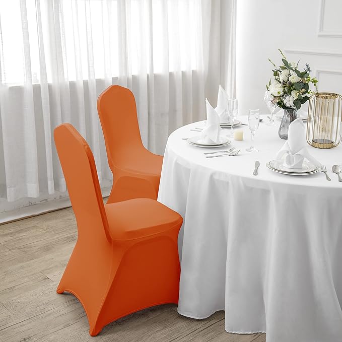 SUPERO Orange Chair Cover, 12PCS Stretch Spandex Waterproof Protector, Universal Furniture Cover for Dining, Party, Wedding Event, Hotel, Outdoor