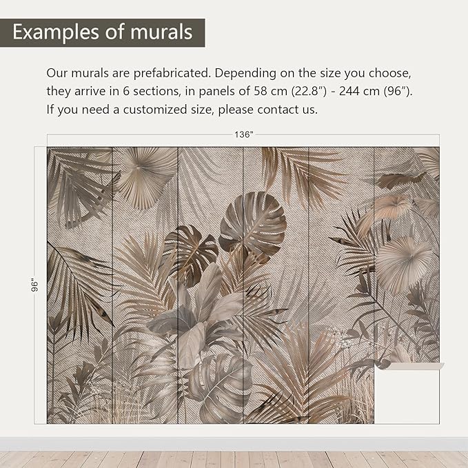 AFZEVEB-Jungle Wallpaper Vintage Tropical Plants Wall murals for Bedroom 136"x96" (Not Peel and Stick)