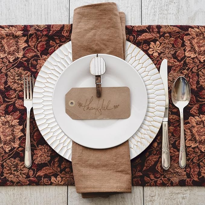 13" White Chargers for Dinner Plates, Decorative Charger Plates, Plastic Charger & Service Plate 6 Pack Table Setting Bulk Wedding, Thanksgiving, Festival