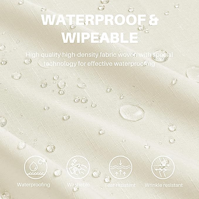 IVAPUPU Textured Linen Table Cloth for Rectangle Table - Ivory Tablecloths Rectangular Waterproof Wrinkle Free Wipeable Dining Cover for Spring Wedding Birthday Kitchen Decor, 60 x 104 Inch