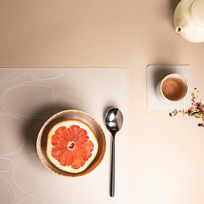 modern-twist 100% Plastic Free Silicone Tabletop, Dining, Decoration, Modern Design, Placemat Rectangle, White