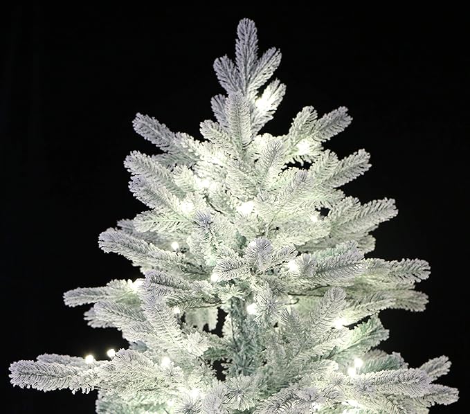 6 Foot Pre-lit Snow Angel Blue Spruce Flocked Artificial Christmas Tree (6ft Pre-lit)