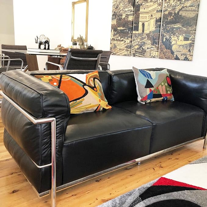 Lumbar Modern Pillow Cover - Kandinsky in Flow Burnt Orange Abstract Farmhouse Pillowcase Modern Chair Cushion Contemporary Outdoor Cushions Hand Embroidered Wool Size 14x20