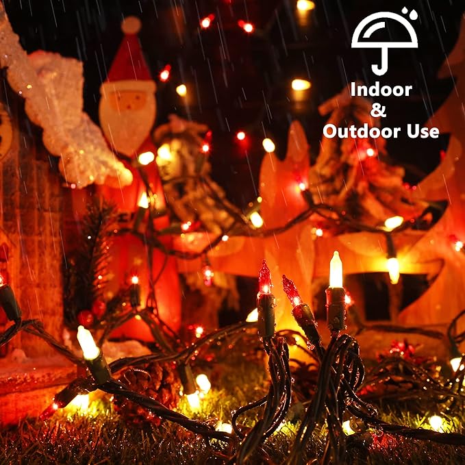 BrizLabs 300 Counts Red & White Christmas Lights, 69.6ft Mini Lights Connectable, UL Certified Incandescent Christmas String Lights Plug-in, Indoor Xmas Tree Lights for Outdoor Xmas Home Decor