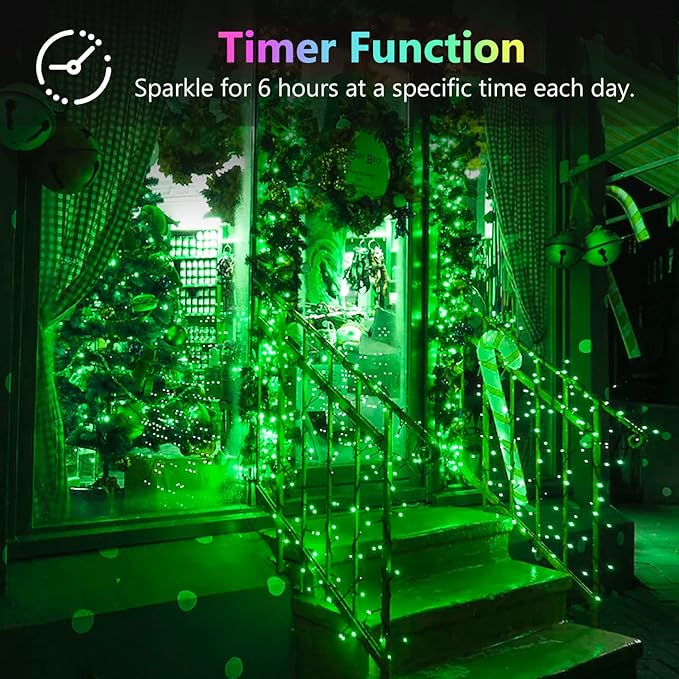 4 Pack 20FT 60LED Halloween Battery Operated Fairy Lights with Timer, Waterproof Battery String Lights Outdoor Indoor, Battery Twinkle Lights for Bedroom Wedding Birthday Party Halloween (Green)
