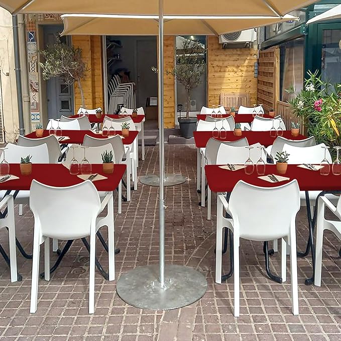 Fitted Tablecloth for 8 Foot Rectangle Tables-4 Pack Red Elastic Outdoor Picnic Table Cover-Spandex Stretch Folding Table Cloths 8ft for Camping Dining Room Patio Kitchen Banquet Party