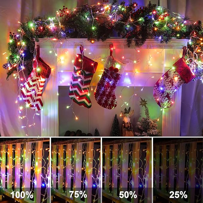Icicle Lights Outdoor, 40Ft. 432 LED Color Changing Christmas Lights with 81 Drops, Dimmable Twinkle Fairy with Remote and Timer, for House, Warm and Multicolor