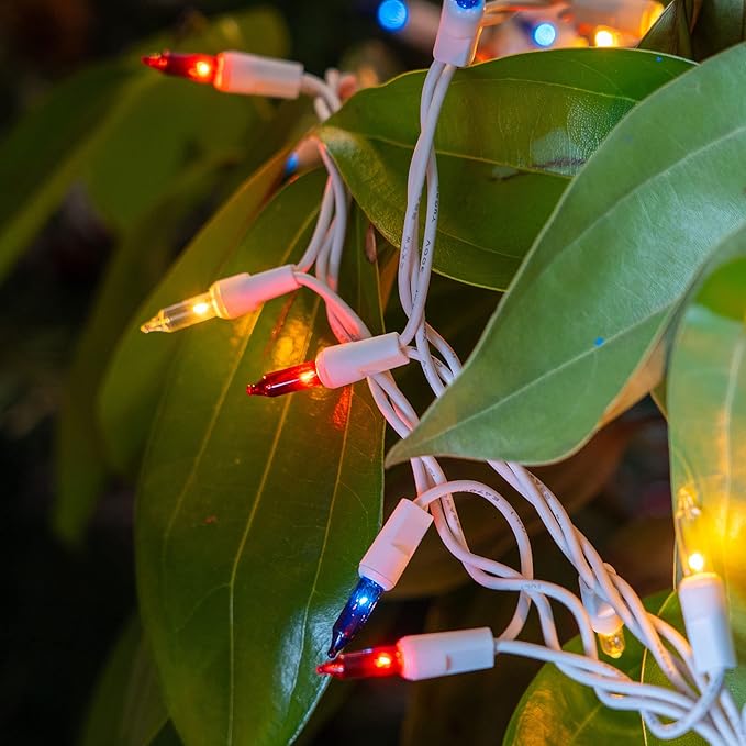 Dazzle Bright 4th of July Lights, 20FT 100 Count Independence Day Mini String Lights Plug in Waterproof Christmas for Outdoor Indoor Home Party Decorations, Red Blue and White