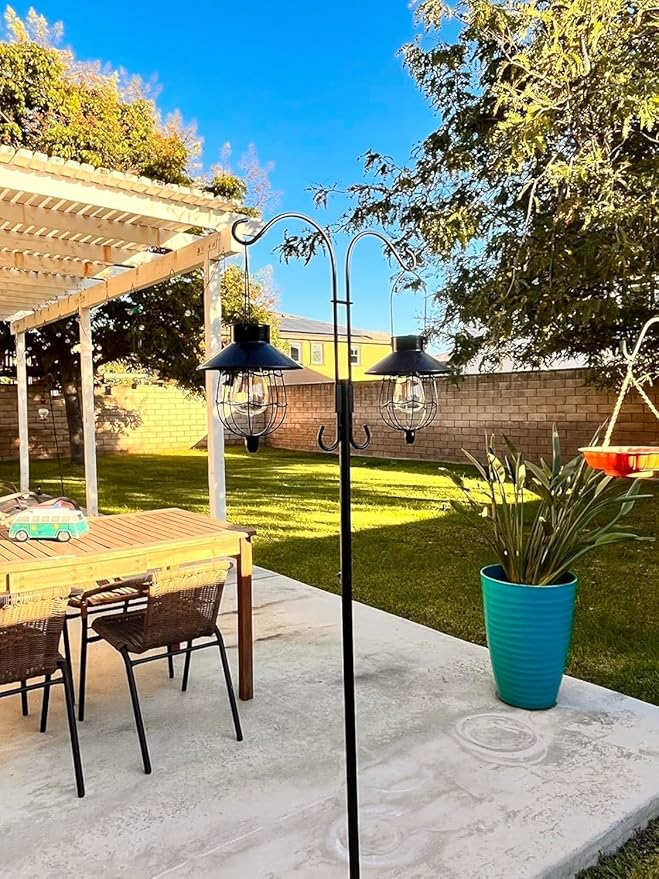 YAKii 6 Pack Solar Lantern Hanging Waterproof Outdoor Metal Solar Lamp with Warm White Light Decorate for Yard Garden Pathway Patio Porch (Black)