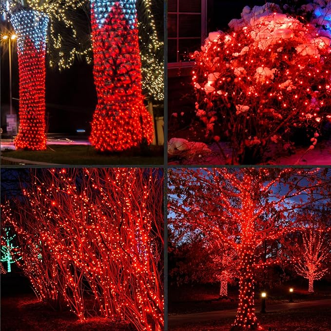 600LED (12pk of 50L) String Lights,LED Christmas Lights, 6" SPACING,Green Wire,RED