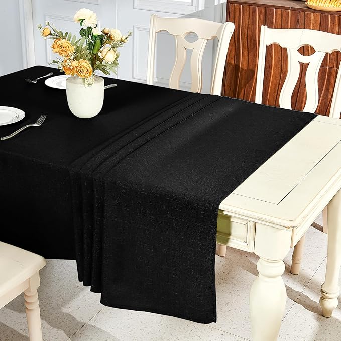 IVAPUPU Textured Linen Table Cloth for Rectangle Table - Waterproof Fabric Tablecloth Rectangular Wrinkle Free Wipeable Dining Cover for Wedding/Birthday/Party Decor, 60 x 84 Inch