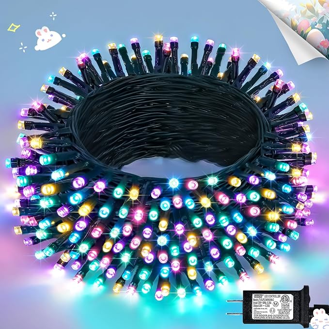 JMEXSUSS 200 LED 66ft Easter Lights String Green Wire, Pastel String Lights Plug in for Spring Bedroom Window Tree Room Outdoor Indoor Party for Easter Decorations