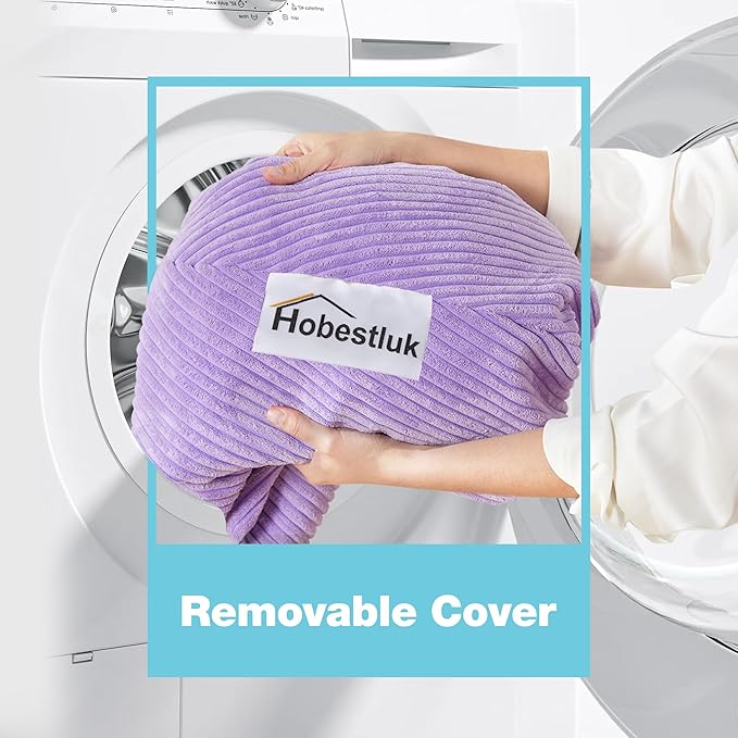 Hobestluk 4.5FT Bean Bag Chair Giant Bean Bag Chair with Filler Included Adult Bean Bag Chairs with Removable Cover for Bedroom Living Room - (Jumbo, Purple)