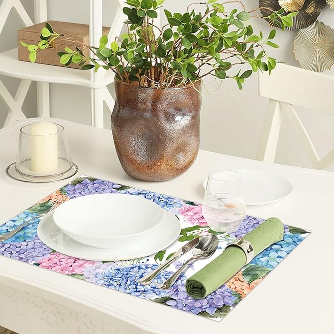 Paper Placemats Disposable 50 Pack Hydrangea Placemats 16x 11 Inch Floral Place Mats for Spring Summer Dining Table Wedding Party Supplies