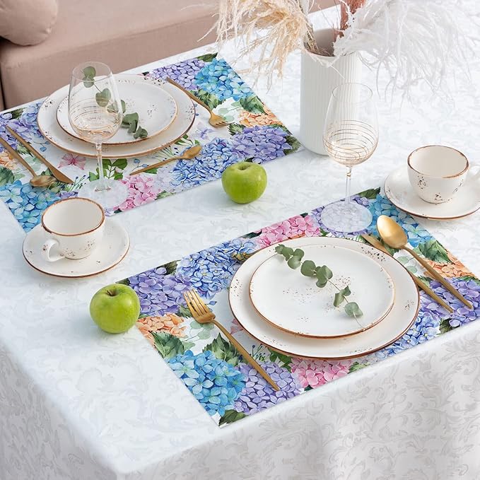 Paper Placemats Disposable 50 Pack Hydrangea Placemats 16x 11 Inch Floral Place Mats for Spring Summer Dining Table Wedding Party Supplies