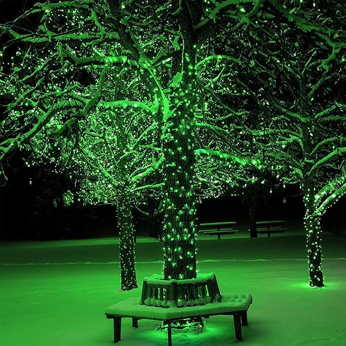 Joomer Green Solar Christmas Lights, 2 Pack Total 144FT 400 LED 8 Modes Waterproof Solar Christmas Lights Outdoor for Garden Yard Patio Christmas Decoration
