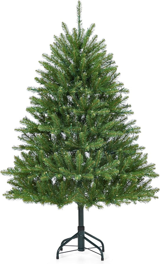 6FT Pre-Lit Artificial Christmas Tree with Color Lights,Green PE & PVC Artificial Xmas Tree,Easy Assembly, Full Branch Tips& Foldable Stand for Home, Office, Party Decoration for Xmas Holiday