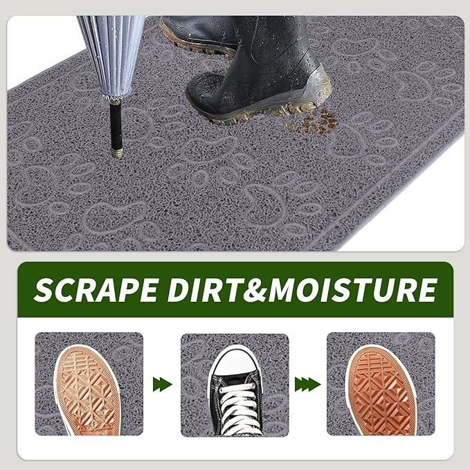 Door Mat Home Welcome Mats Outdoor and Indoor, Heavy-Duty Low-Profile Non-Slip Front Welcome Mat for Home Entrance, Outside Entry, Yard, Floor, Patio (Grey, 36x24)