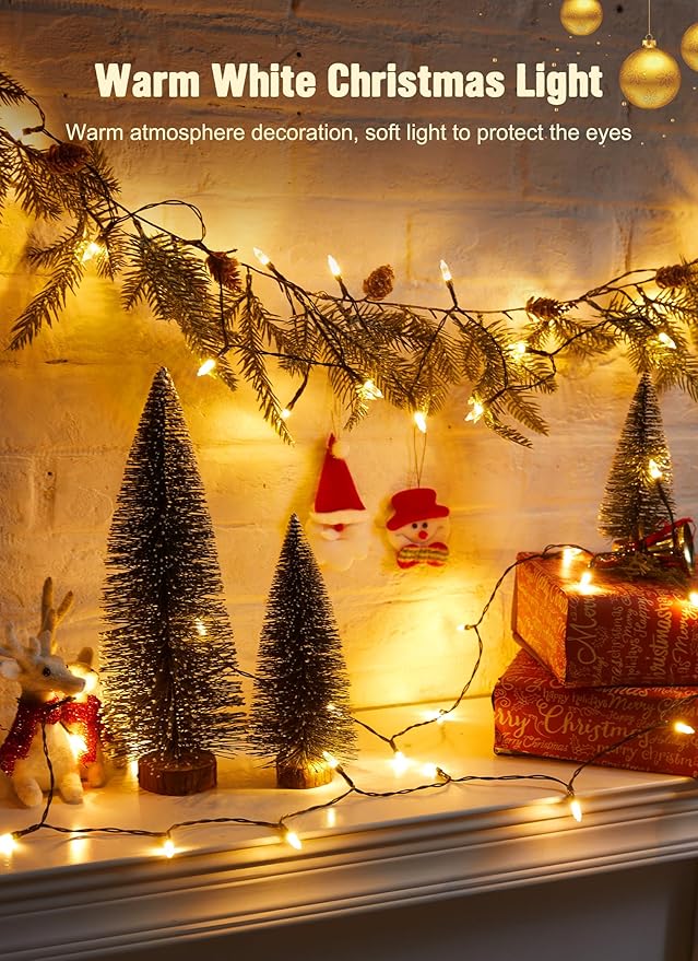 Battery Operated Christmas String Lights, 8ft 20 LED Mini Lights with Timer, Christmas Tree Lights for Indoor Outdoor Bedroom Wedding Party Holiday Xmas Decoration，Warm White（2 Pack）