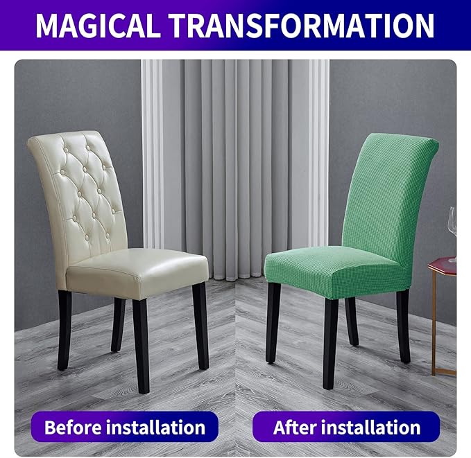 Howhic Chair Covers for Dining Room Set of 2, Stretchy Dining Chair Covers, Textured Jacquard Kitchen Chair Slipcovers, Classy Decor for Home and Banquet (Sage, 2 Pack)