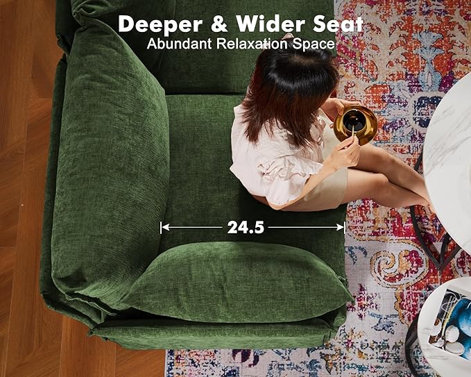 135.5" Oversized Modular Sectional Sofa, L Shaped Convertible Couch with Movable Ottoman, 5 Seat Corner Couches for Living Room Deep Seat Green Chenille